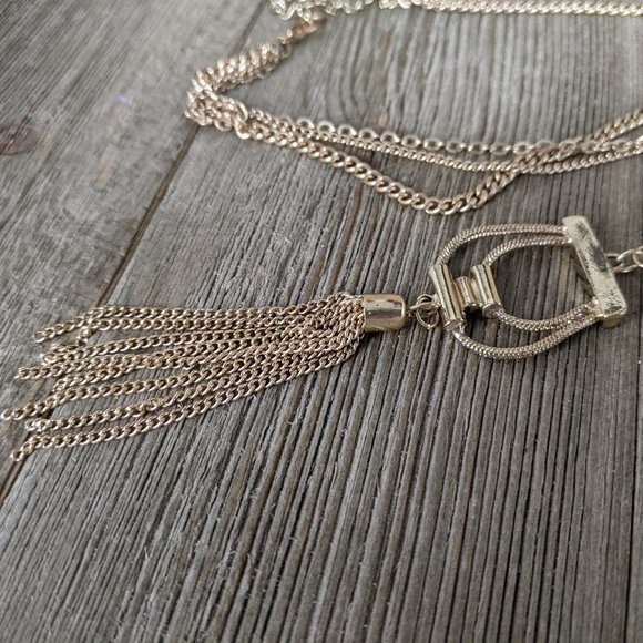 🌟 3/$15 🌟 Long Gold Tone Multi Strand Beaded Fashion Necklace w/ Tassel - Picture 3 of 8